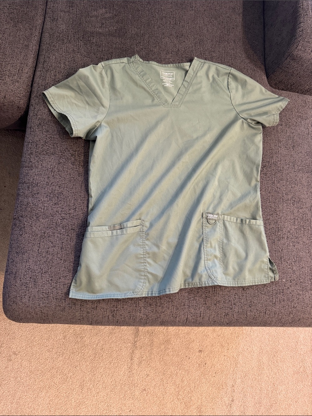 Cherokee Olive Green V-neck Scrub Top